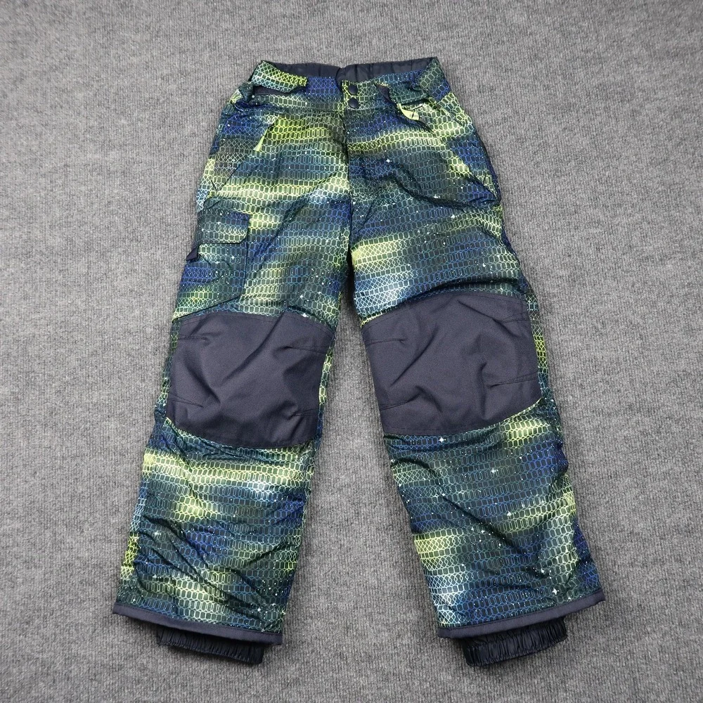 Champion Pants Youth Small 6-7 Blue Green Camo Pattern Snow Ski Insulated Winter